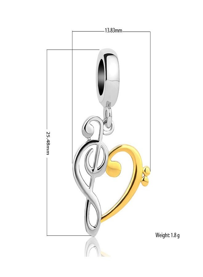 TGLS Gold Plated Heart Love Music Note Charms Musical Notation Dangle Beads Compatible With Pandora Charms Bracelets - Image 2